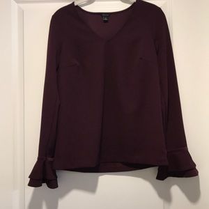 Ann Taylor Bell Sleeve Blouse with Velvet Trim